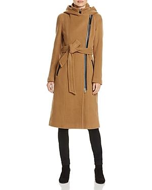 Mackage Leather Trim Belted Coat