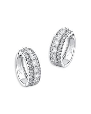 Bloomingdale's Diamond Round & Baguette Hoop Earrings In 14k White Gold, 1.50 Ct. T.w. - 100% Exclusive
