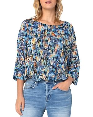 Liverpool Los Angeles Feather Print Tie Back Top