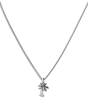 Allsaints Men's Palm Tree Pendant Necklace In Sterling Silver, 19
