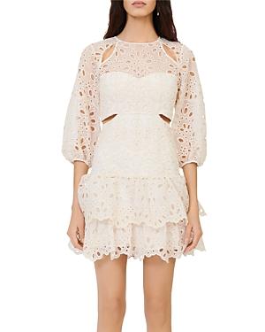 Maje Rivage Cutout Eyelet Mini Dress