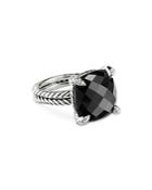 David Yurman Sterling Silver Chatelaine Ring With Black Onyx & Diamonds