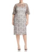 Adrianna Papell Plus Lace Flutter-sleeve Dress