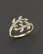 Diamond Leaf Ring In 14k Yellow Gold, .09 Ct. T.w.