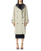 The Kooples Leather Trim Trench Coat