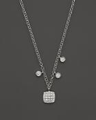 Meira T 14k White Gold Square Pave Diamond Disc Necklace, 16
