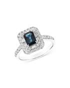 Bloomingdale's Sapphire & Diamond Double Halo Ring In 14k White Gold - 100% Exclusive