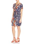 Tory Burch Graphic Floral Jersey Belted Dress