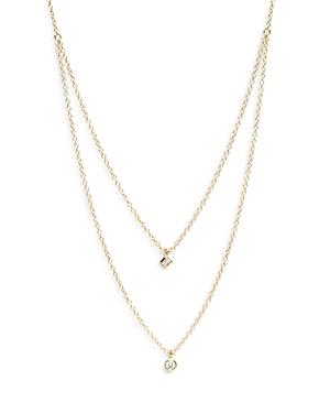 Zoe Lev 14k Yellow Gold Diamond Princess & Round Layered Pendant Necklace, 16-18
