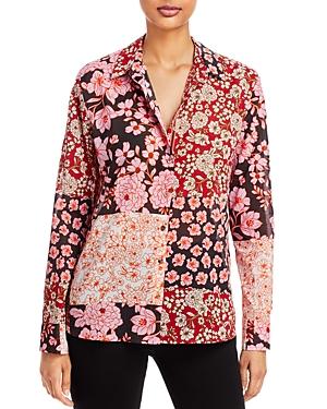 Johnny Was Flora Cotton Mixed Print Shirt