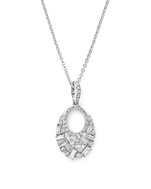 Kc Designs Diamond Round And Baguette Pendant Necklace In 14k White Gold, .50 Ct. T.w.