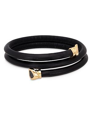 Marina B 18k Gold Trisolina Black Diamond Leather Coil Bracelet