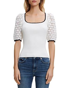 Maje Menta Crochet Sleeve Top