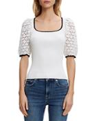 Maje Menta Crochet Sleeve Top