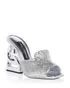 Dolce & Gabbana Women's Embellished Logo Heel Slide Sandals