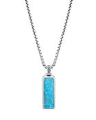 John Hardy Sterling Silver Classic Chain Turquoise With Black Matrix Pendant Box Chain Necklace, 24