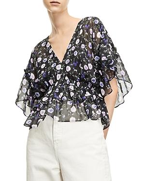 The Kooples Floral Print Silk Blouse