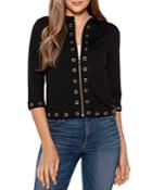 Belldini Grommet Three Quarter Sleeve Zip Jacket