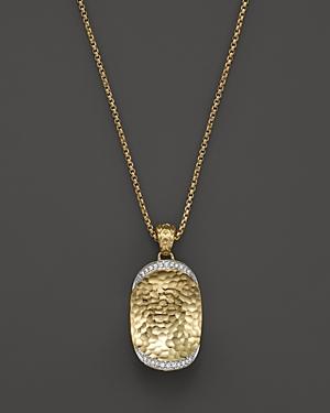 John Hardy Palu 18k Gold Diamond Pave Oval Drop Pendant Necklace, 16