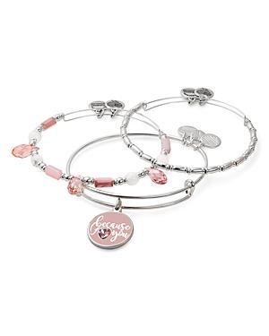 Alex And Ani Because I Love You Charm & Beaded Expandable Wire Bangles, Set Of 3