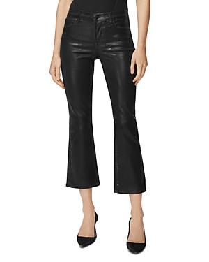 J Brand Selena Coated Cropped Bootcut Jeans In Galactic Black