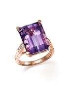 Amethyst Statement Ring With Diamonds In 14k Rose Gold