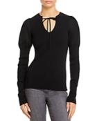Rebecca Taylor Tie Neck Ribbed Sweater