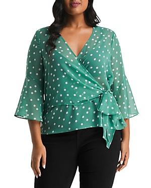 Estelle Plus Forest Spot Wrap Top