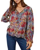 Velvet By Graham & Spencer Perla Floral Peasant Blouse
