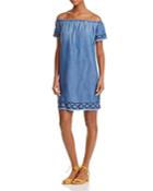 Bella Dahl Embroidered Chambray Off-the-shoulder Dress - 100% Exclusive