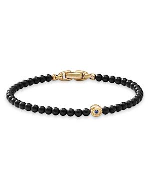 David Yurman 18k Yellow Gold Spiritual Beads Blue Sapphire & Onyx Bead Evil Eye Bracelet