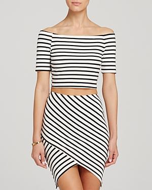 Aqua Top - Striped Off Shoulder Crop