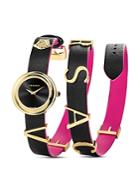 Versace Collection V-flare Black/hot Pink Watch, 28mm