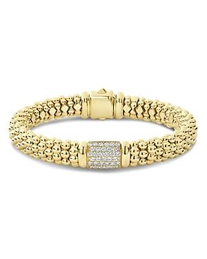 Lagos 18k Yellow Gold Caviar Gold Pave Diamond Bracelet
