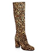 Kenneth Cole Women's Justin Round-toe Leopard Print Calf Hair High-heel Boots