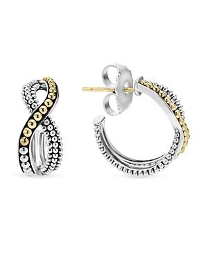 Lagos Sterling Silver Hoop Earrings With 18k Gold Caviar Beading
