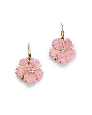 Annette Ferdinandsen Design 18k Yellow Gold Primrose Pink Conch Shell & Cultured Seed Pearl Drop Earrings