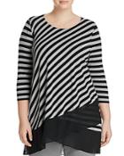Vince Camuto Plus Striped Contrast Top