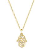 Bloomingdale's Diamond Hamsa Pendant Necklace In 14k Yellow Gold, 0.10 Ct. T.w. - 100% Exclusive