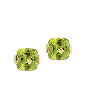 Bloomingdale's Peridot Cushion Cut Stud Earrings In 14k Yellow Gold - 100% Exclusive