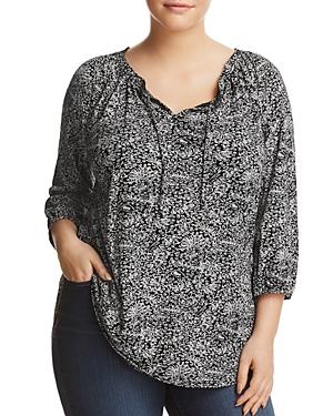 Lucky Brand Plus Floral Print Peasant Top
