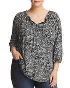 Lucky Brand Plus Floral Print Peasant Top