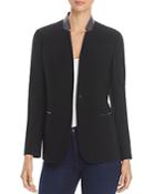 T Tahari Bria Faux-leather Collar Blazer