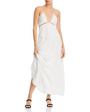Rebecca Taylor Rumpled Stripe Halter Maxi Dress