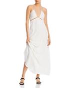 Rebecca Taylor Rumpled Stripe Halter Maxi Dress