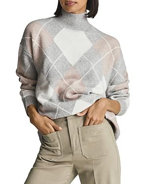 Reiss Lisa Argyle Turtleneck Sweater
