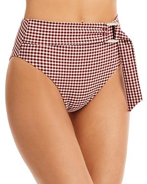 Onia Anais Gingham High Waist Bikini Bottom