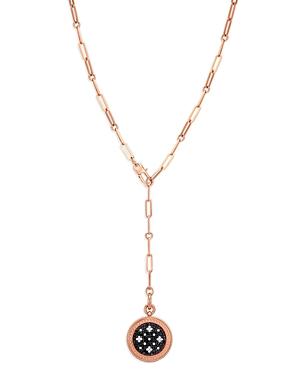 Roberto Coin 18k Rose Gold Venetian Princess Black & White Diamond Drop Necklace, 19
