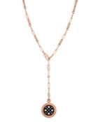 Roberto Coin 18k Rose Gold Venetian Princess Black & White Diamond Drop Necklace, 19