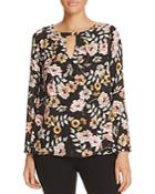 Cupcakes And Cashmere Jupiter Floral Keyhole Blouse